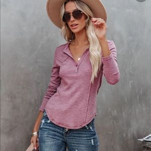 Split neck henley top